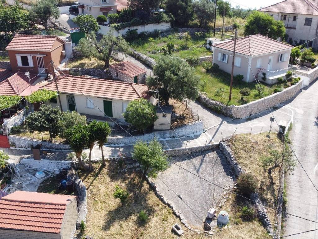 Aerial views of house for sale in Perachori, Ithaca Greece