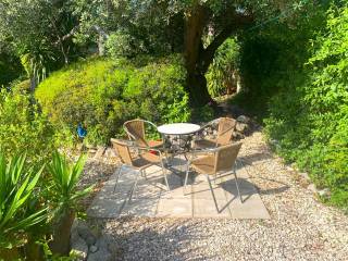 Garden furniture in the backyard