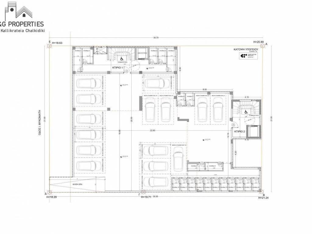 Floor plans of the basement parking.