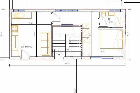 3rd floor house 30 sq.m. with exclusive use of the roof