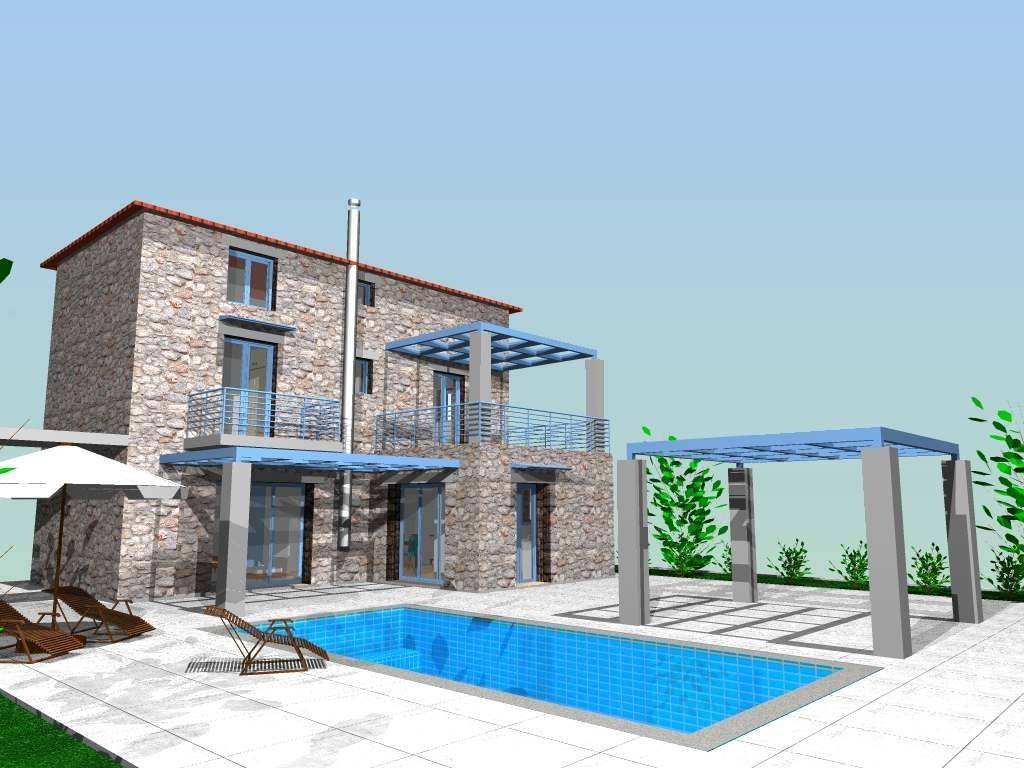 stone maisonette with swimming pool on a plot of 2,500 sq.m.