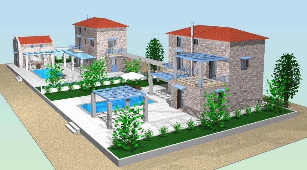 stone maisonette with swimming pool on a plot of 2,500 sq.m.