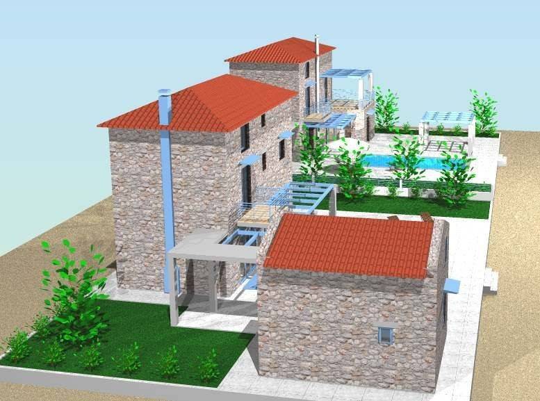 stone maisonette with swimming pool on a plot of 2,500 sq.m.