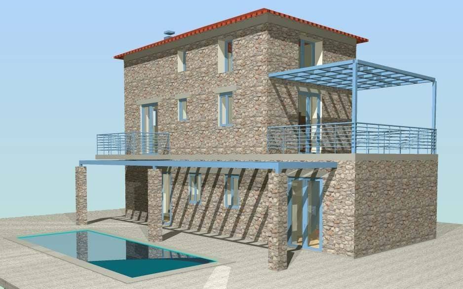 New built stone maisonette with swimming pool on a plot of 1