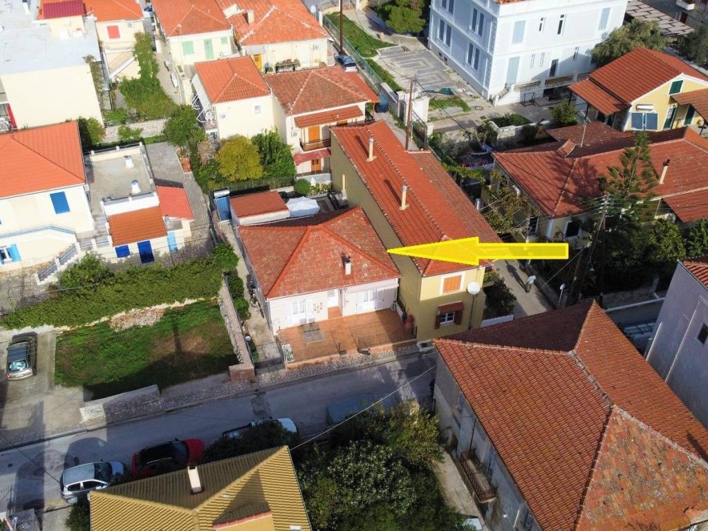 Aerial views of house for sale in Vathi, Ithaca Greece