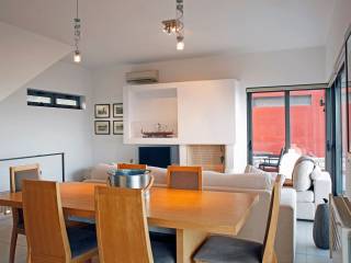 dining room and fireplace