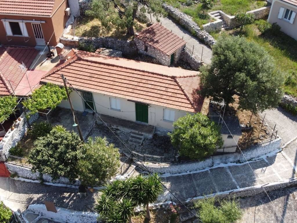 Aerial views of house for sale in Perachori Ithaca Greece