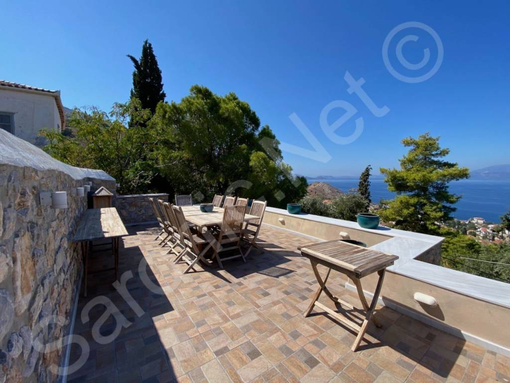 Dining terrace looking west (sunsets), roof of guesthouse.