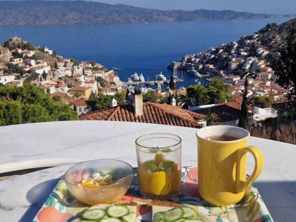 Owner&#039;s photo, breakfast on Virani terrace looking at Hydra