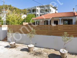 Concrete road and pots. Steps to front of Pool House