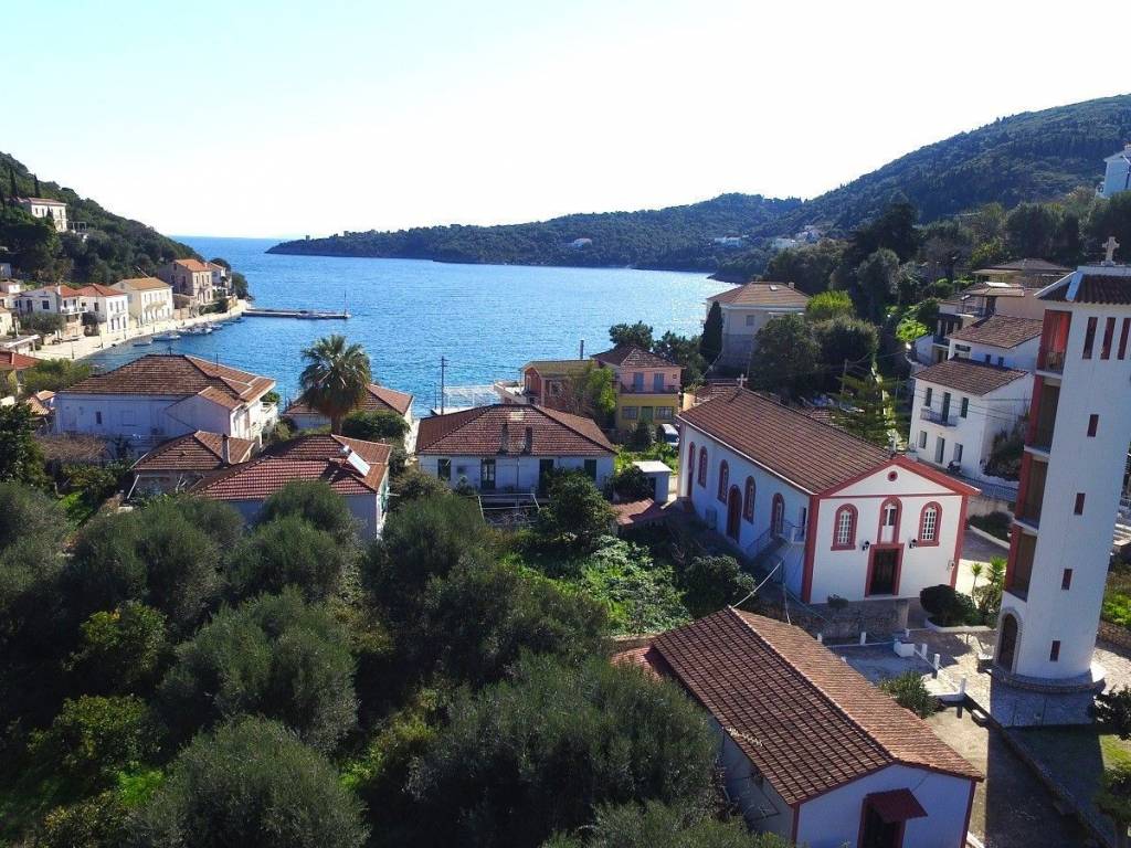 Aerial view of the plot and the bay of Kioni