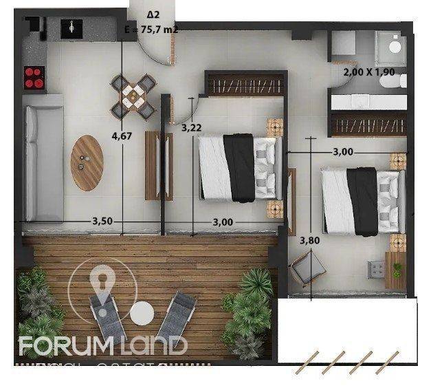 Forumland Real Estate, Κάτοψη Δ2   75,7τμ