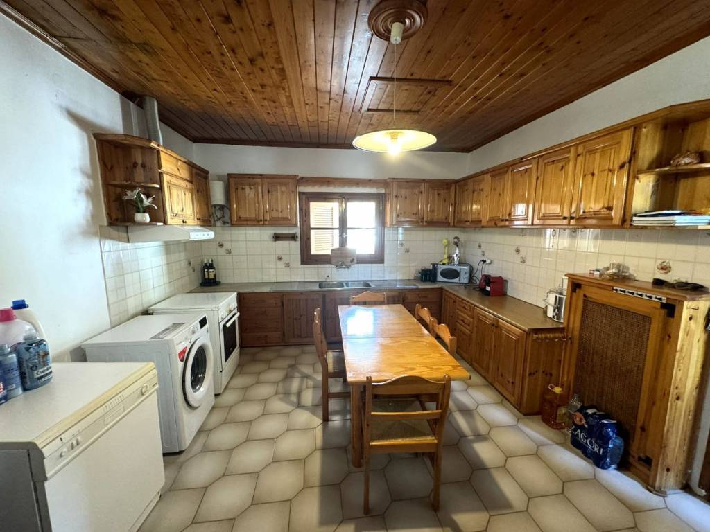 Kitchen area with fireplace