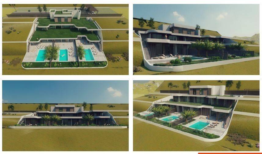 Potential Concept of 3 Villas with swimming pool