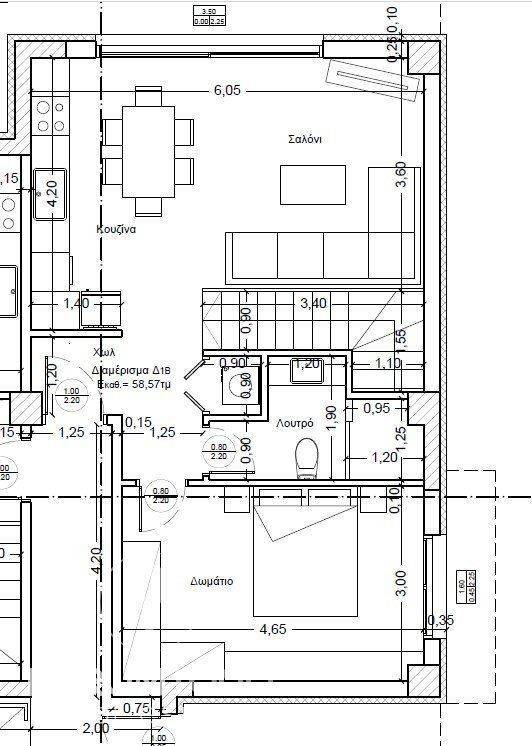 Forumland Real Estate, Κάτοψη ορόφου Δ1β  58,57τμ