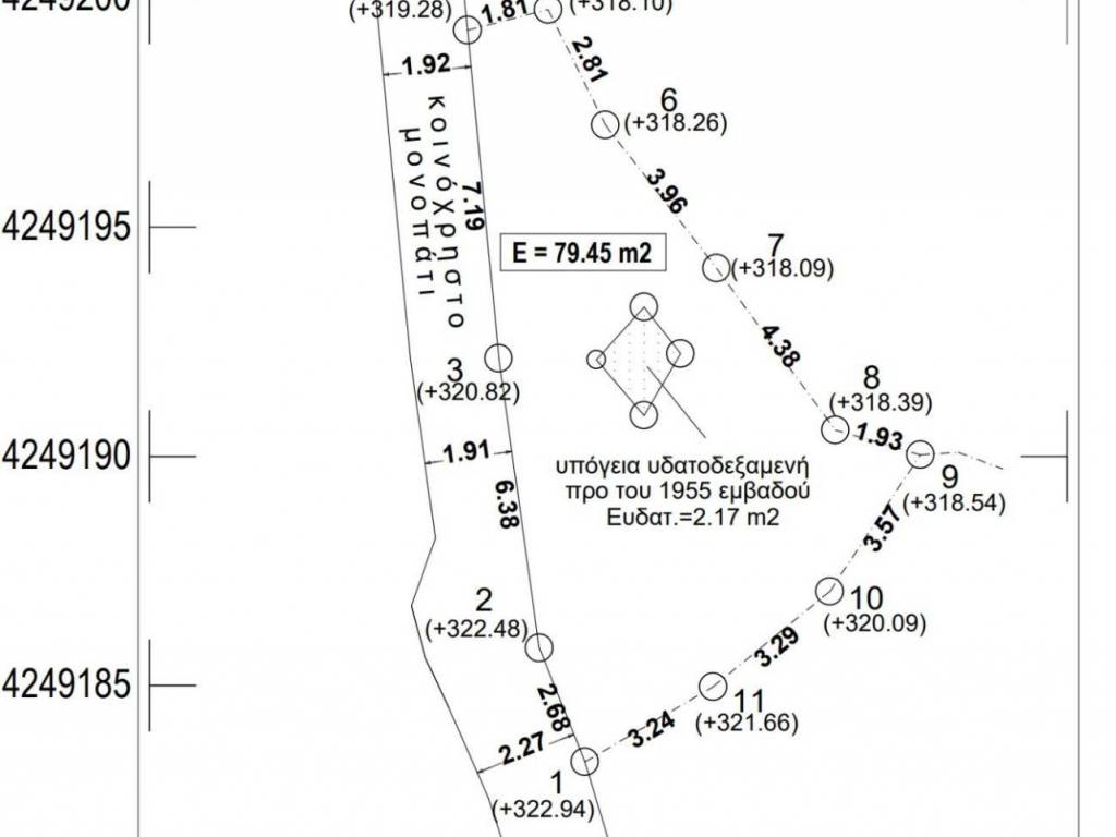 Survey diagram of land with water tank