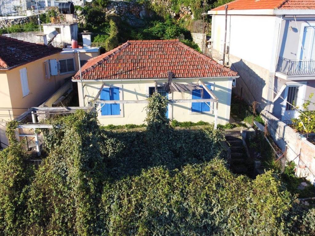 Aerial view of the front of the house
