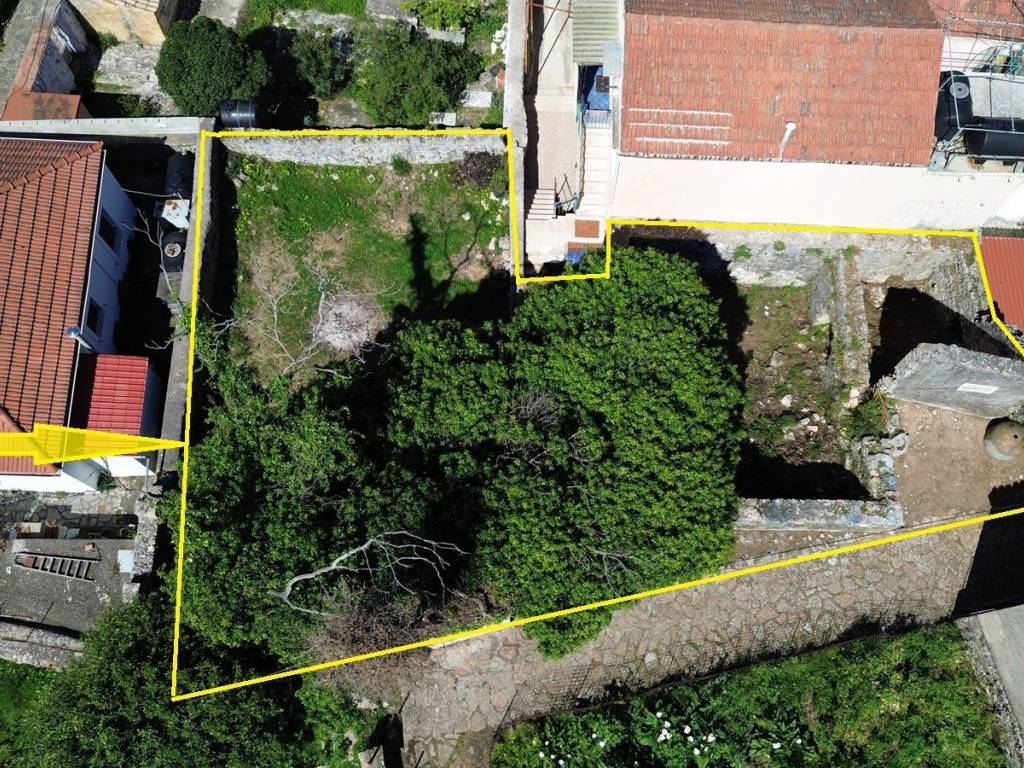 Aerial view with location and border of the property