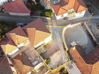 Aerial view and border of land with building license