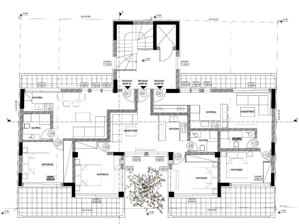 Κατοψη ορόφου, διαμέρισμα Β1 αριστερά