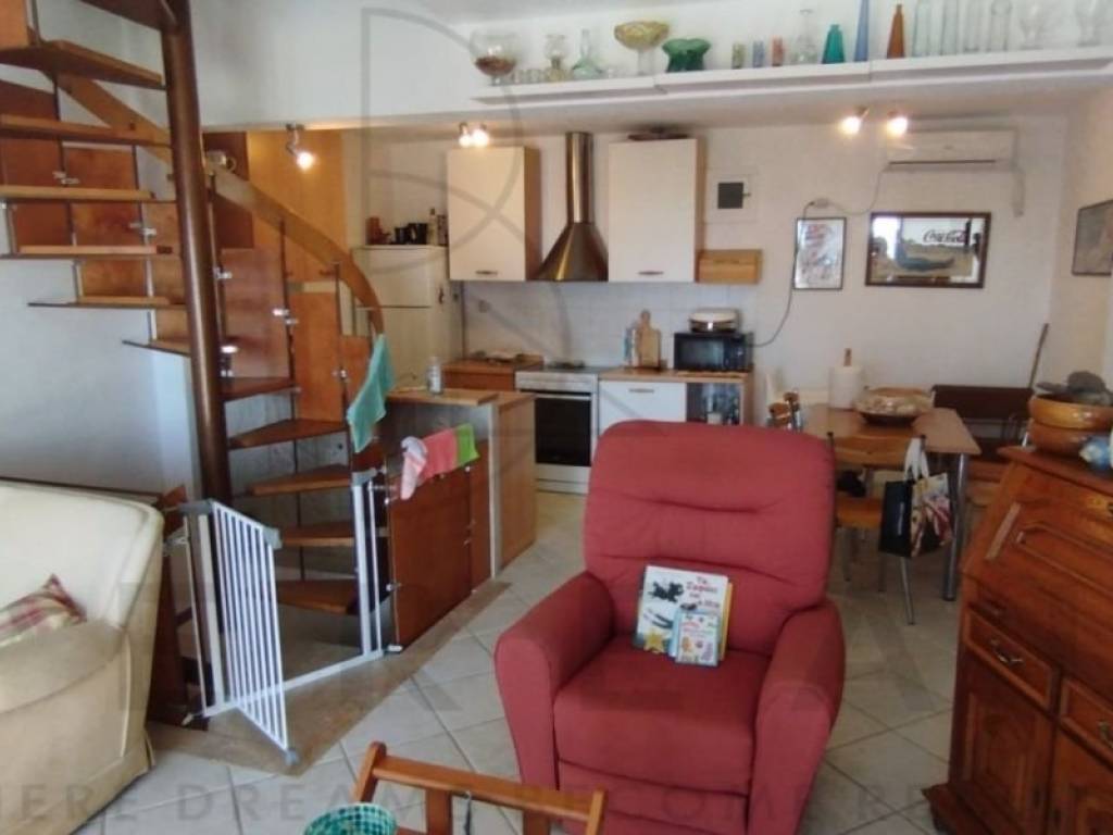 kitchen and living room