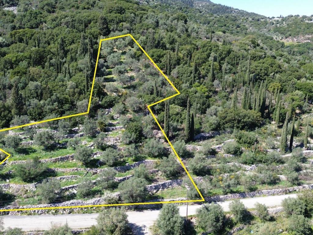 Aerial view and border of land for sale in Vathi Ithaca