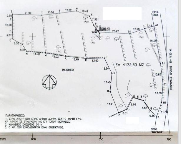 Survey diagram of land for sale in Vathi Ithaca
