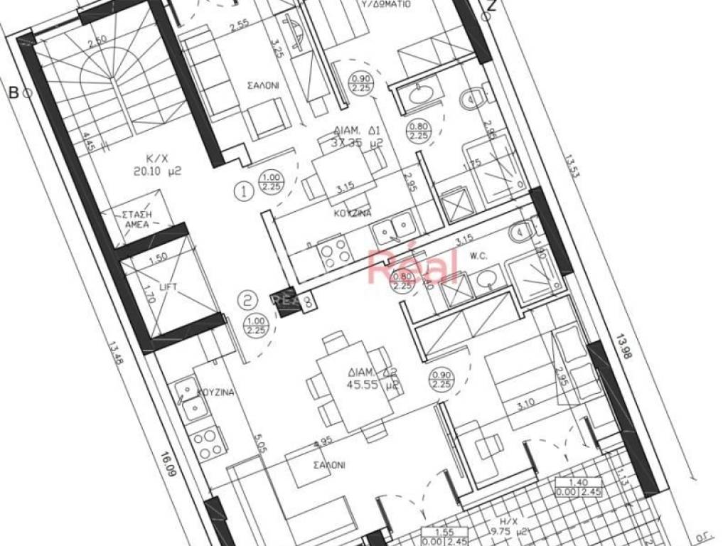 Δ2 Γκαρσονιέρα προσόψεως κάτοψη