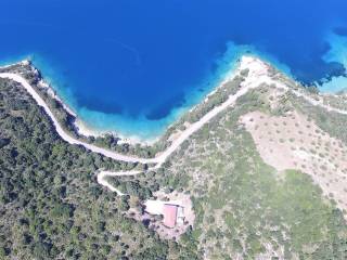 Aerial view of house and road
