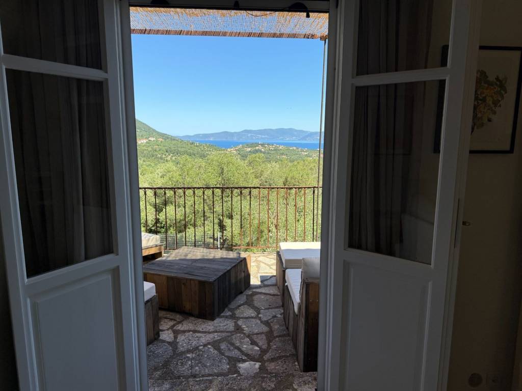 Balcony with sea views towards Lefkada island