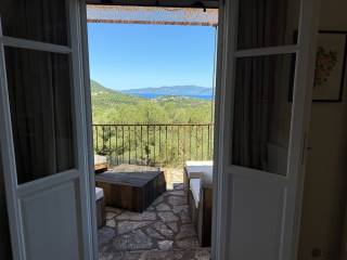 Balcony with sea views towards Lefkada island