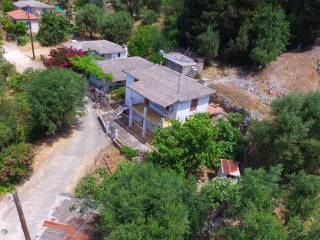 Aerial view of house and street