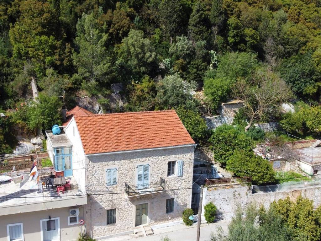 Aerial view of the stone house