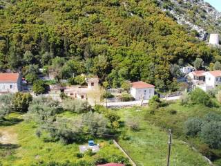 Aerial view of the house and the street