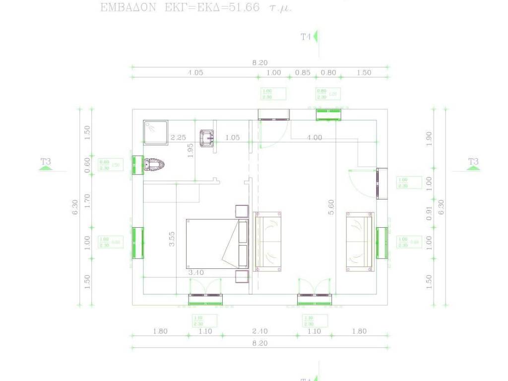 Small house of 51.66m2: indoor plan