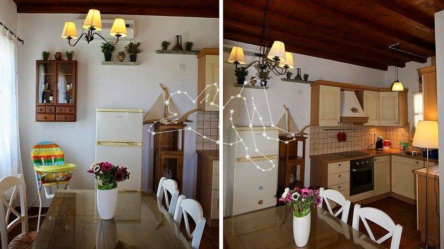 Ο ενιαίος χώρος καθιστικού - τραπεζαρίας - κουζίνας