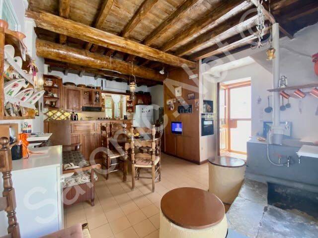 Kitchen with well and cisterna, modern at back, garden door