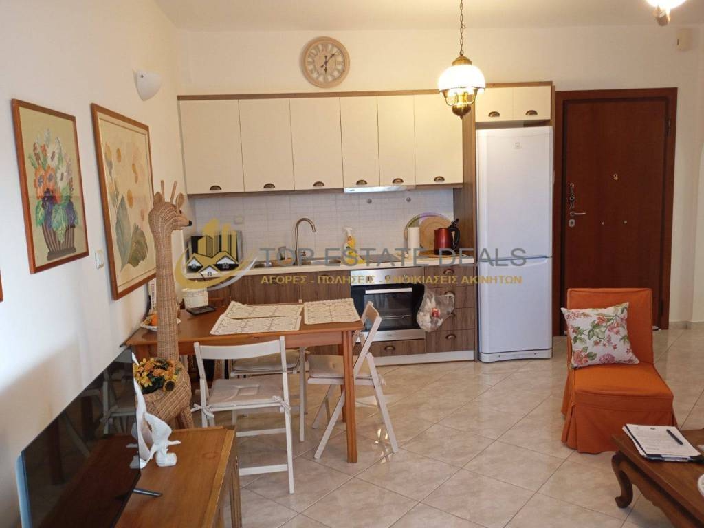 είσοδος αριστερά ψυγείο -κουζίνα-τραπεζαρία -τηλεόραση