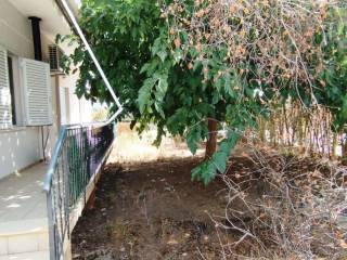 Η βεράντα και ο κήπος. Δεξιά η θέση στάθμευσης