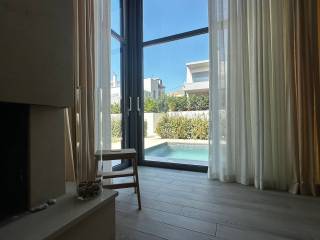 Pool view from fireplace