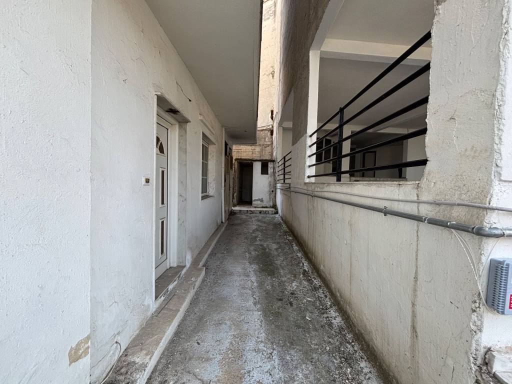 Eisodos tes polykatoikias, sto bathos o akalyptos.