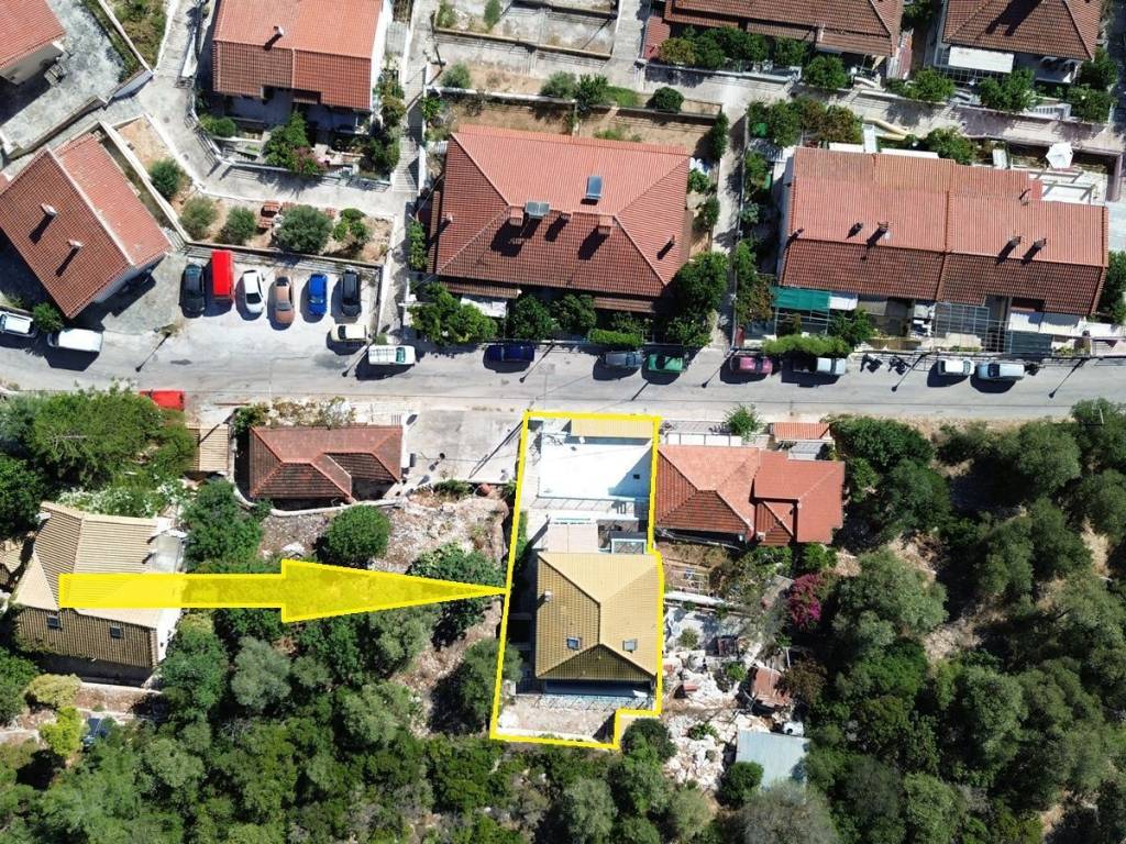 Aerial view and border of the property