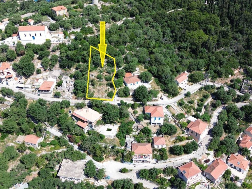 Aerial view of the plot with outlined border