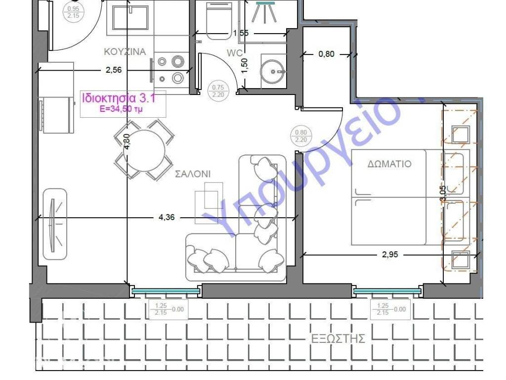 Forumland Real Estate, Κάτοψη Δ3.1  39,46τμ