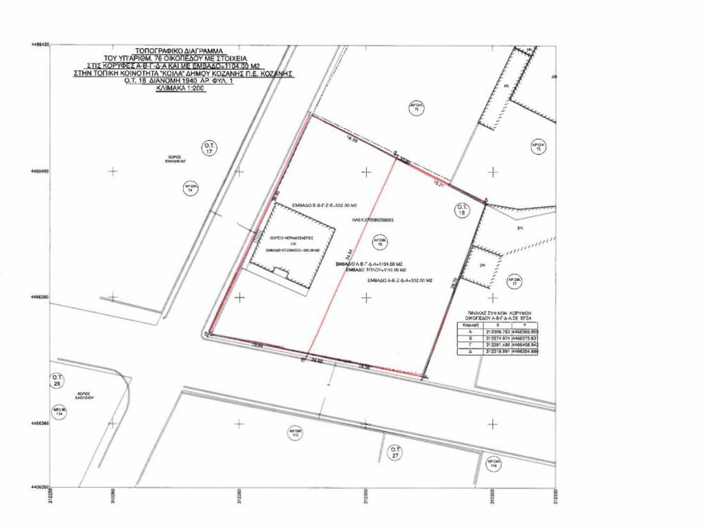 ΚΑΤΟΨΗ ΟΙΚΟΠΕΔΟΥ Α 552 τ.μ.   ΜΕ ΚΑΤΟΙΚΙΑ 105 τ.μ.