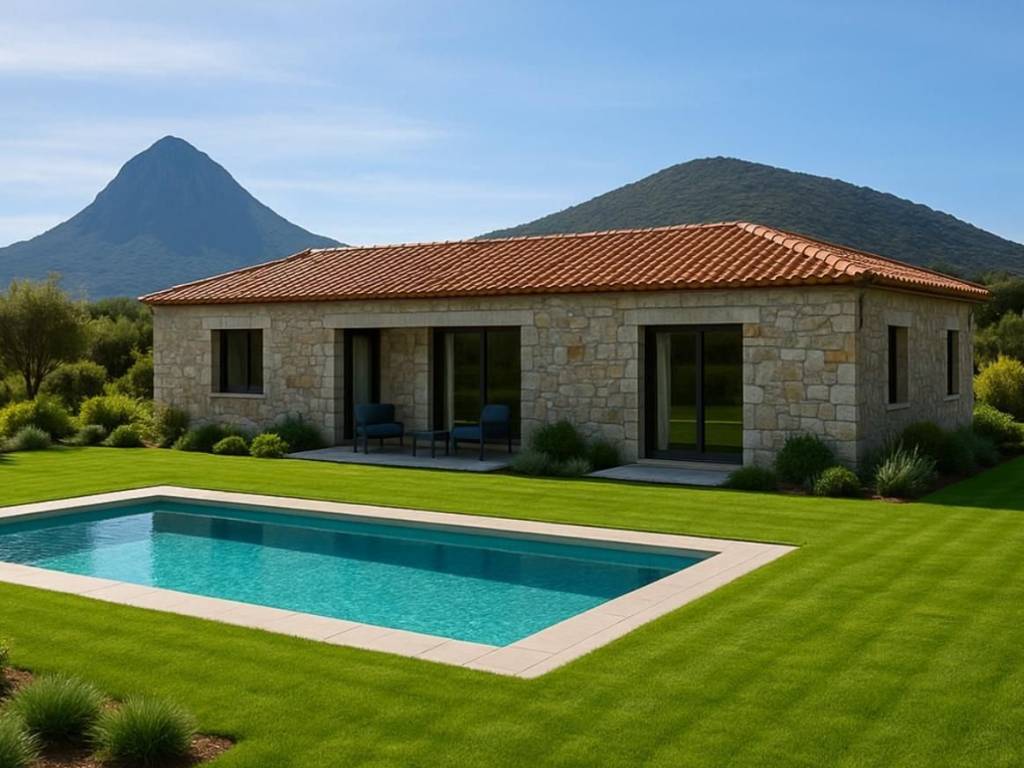 new, stone-built detached house, total area 122 sq.m. on a p