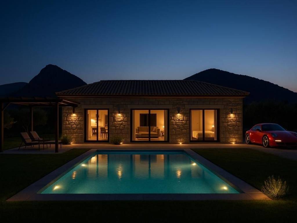 new, stone-built detached house, total area 122 sq.m. on a p