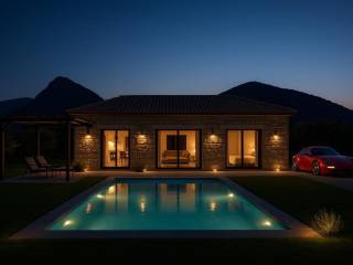 new, stone-built detached house, total area 122 sq.m. on a p