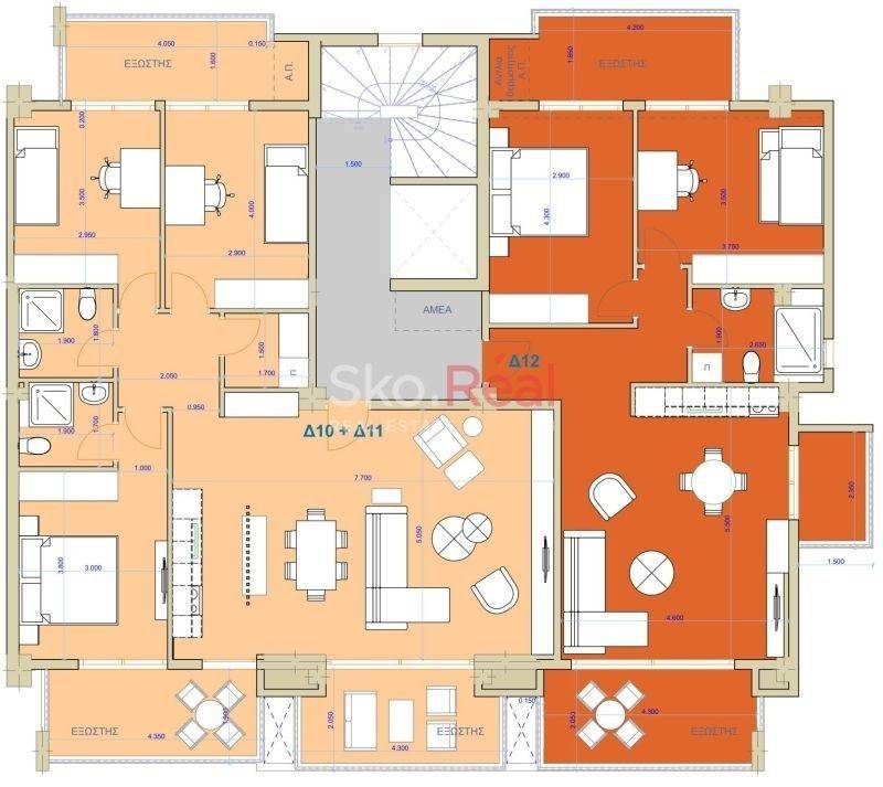 Κάτοψη Β Λύσης διαμερίσματος