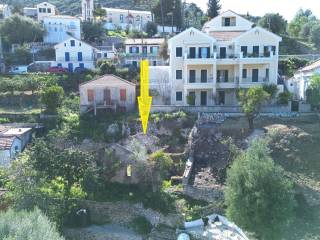 Aerial view and location of ruin for sale in Vathi Ithaca